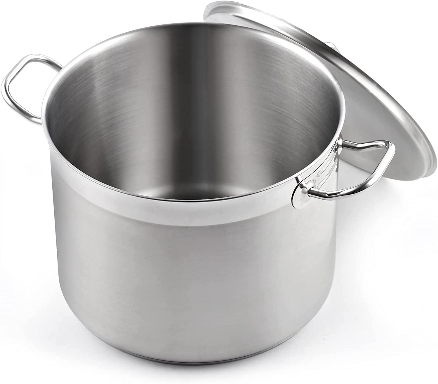 Extra Large Stainless Steel Stock Pot with Lid, Silver