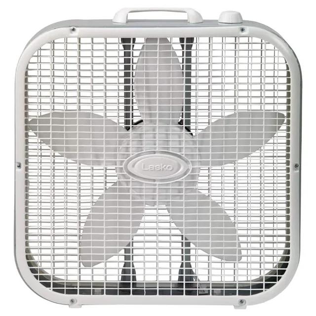Lasko 20" Classic Box Fan with Weather-Resistant Motor, 3 Speeds, 22.5" H, White, B20200, New