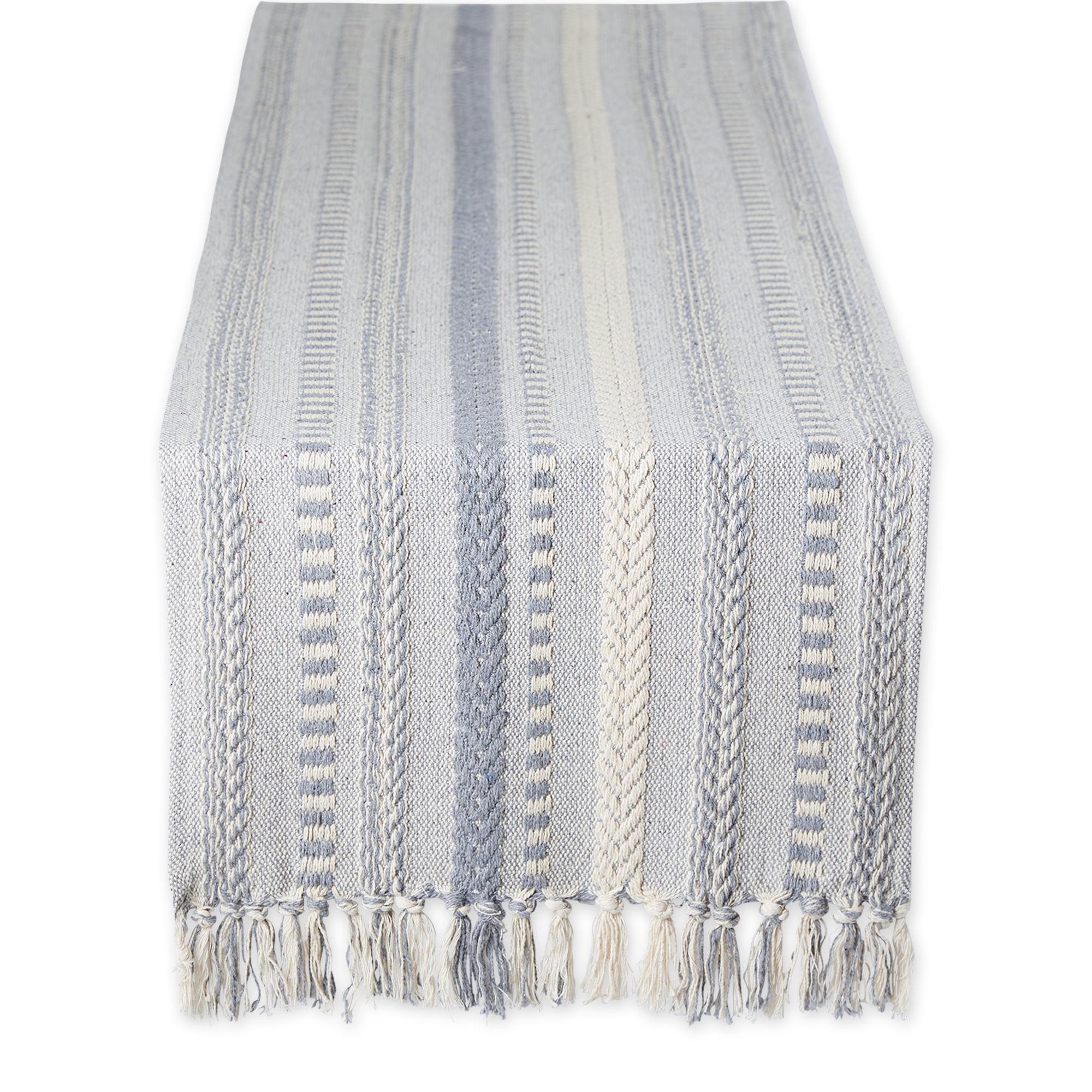 Cool Gray Braided Stripe Table Runner 15x72