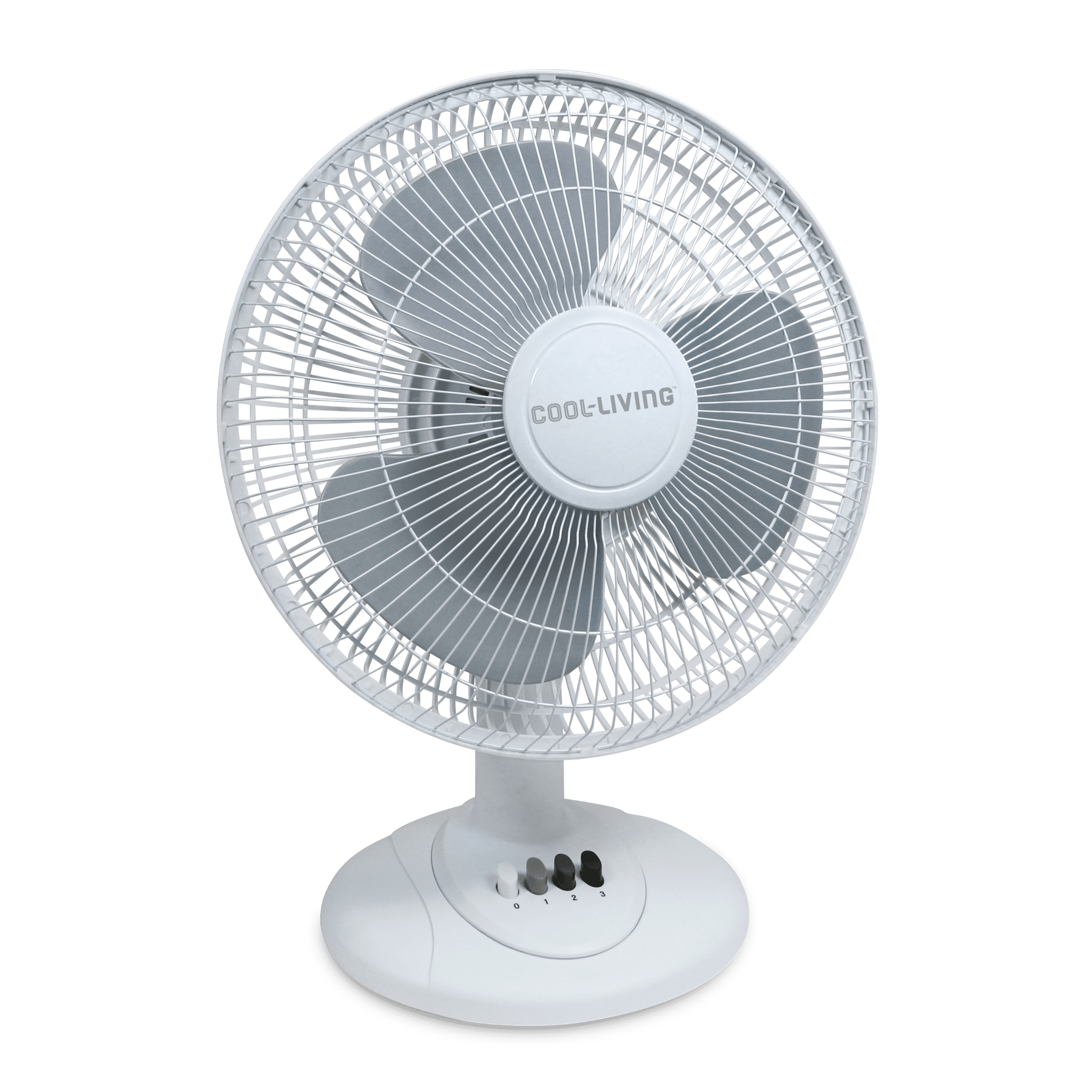 Cool Living CL-30 12-Inch 3-Speed Oscillating Table Fan, Standing Fan for Table or Counter, White