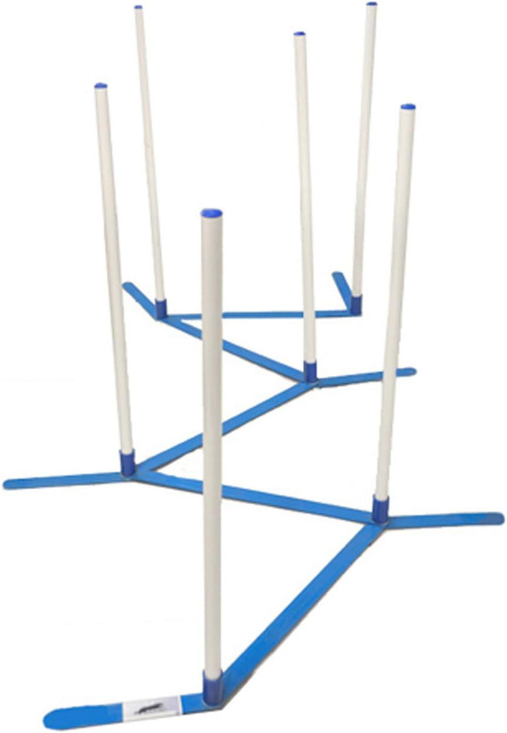 Cool Runners Agility Weave Poles Adjustable 6 Pole Set with Carrying Case and Grass Stakes, Blue/Yellow, 1 Count (Pack of 1)