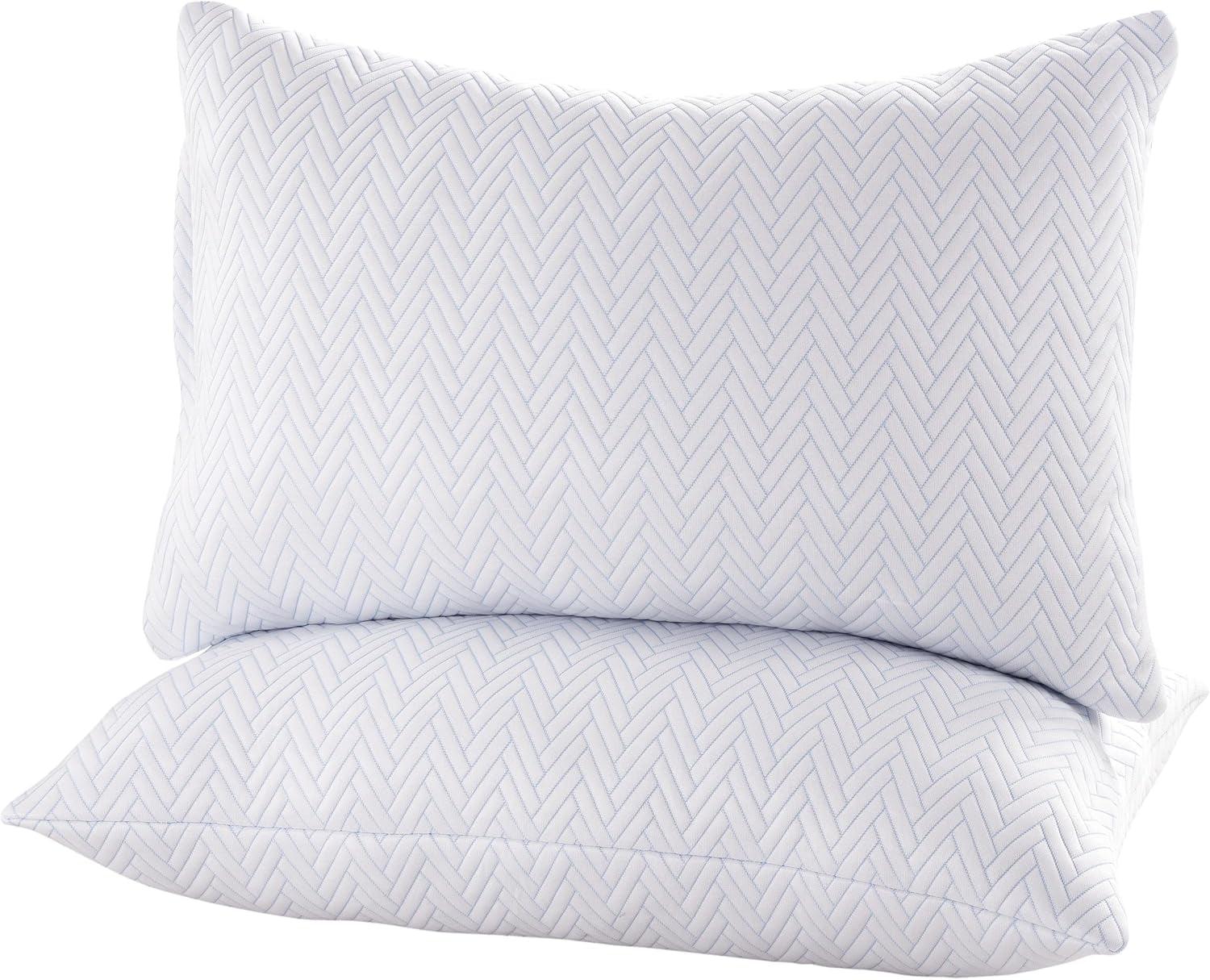 Queen Size White Polyester Cooling Pillows Set of 2