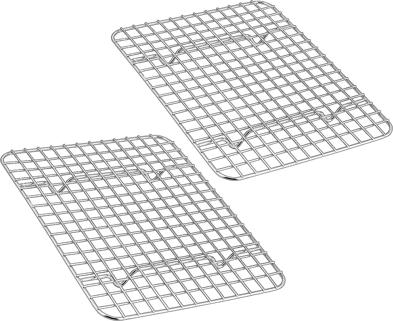 Cooling Rack - Set of 2 Stainless Steel BBQ Grill, Oven Safe Grid Wire Racks for Cooking & Baking by Casewin- 8.66*6.3*0.59inch