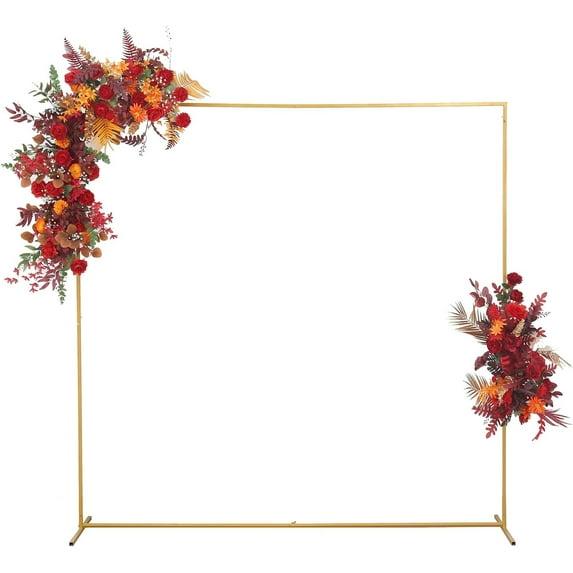 Wedding Arch Backdrop Stand, 6.6x6.6 FT Gold Wedding Arches for Ceremony Square Metal Balloon Arch Stand Garden Arbor Frame for Wedding Birthday Party Baby Shower Photo Booth Background Decoration