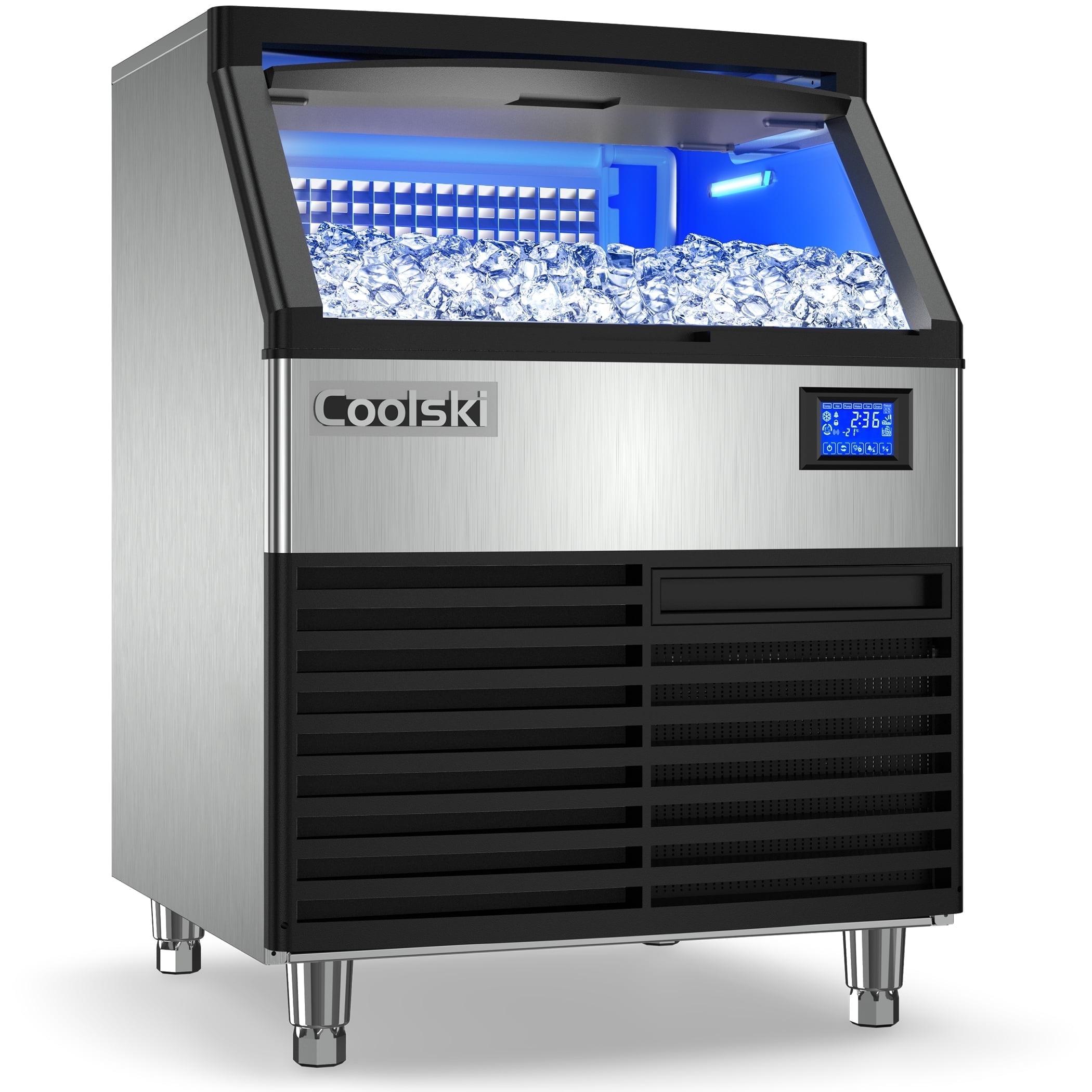 Coolski Commercial Ice Maker 200lbs/24h, 26’’ Under Counter Ice Machine with 80lbs Storage Capacity
