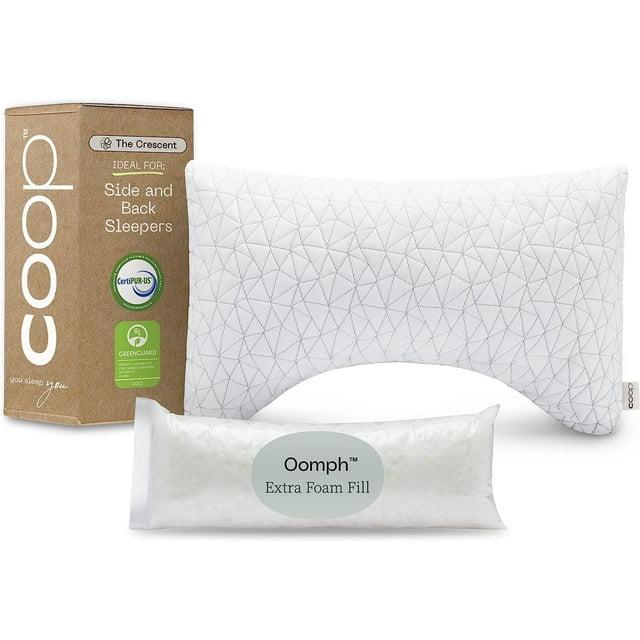 Coop Home Goods The Original Crescent Adjustable Pillow, Queen Bed Pillows for Shoulder, Neck & Head Support - Medium Firm for Back & Side Sleeper