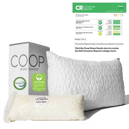 Coop Home Goods Original Adjustable Pillow, Queen Size Bed Pillows for Sleeping, Cross Cut Memory Foam - Medium Firm Back, Stomach & Side Sleeper