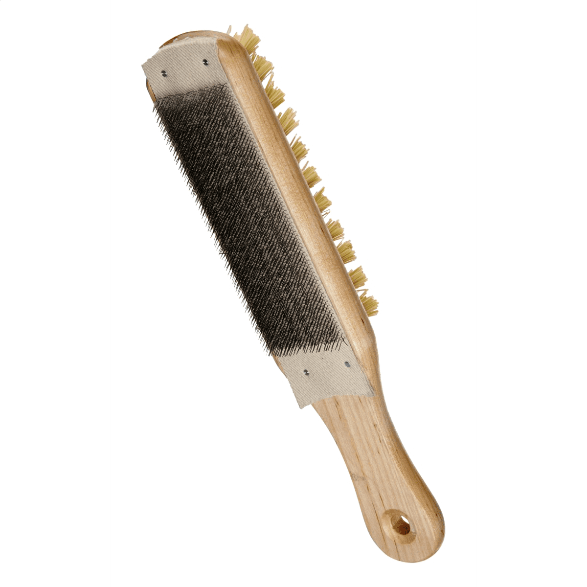 10" Wood Handle File Card and Brush with Steel Bristles