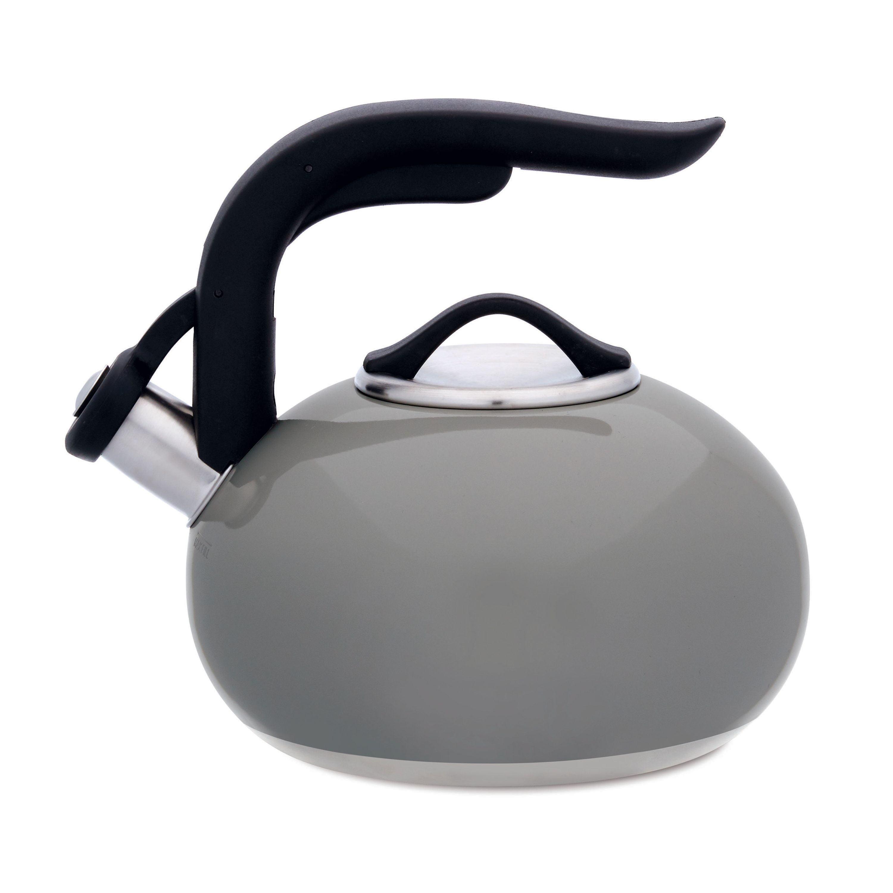 1.8-Quart Light Gray Stainless Steel Whistling Tea Kettle