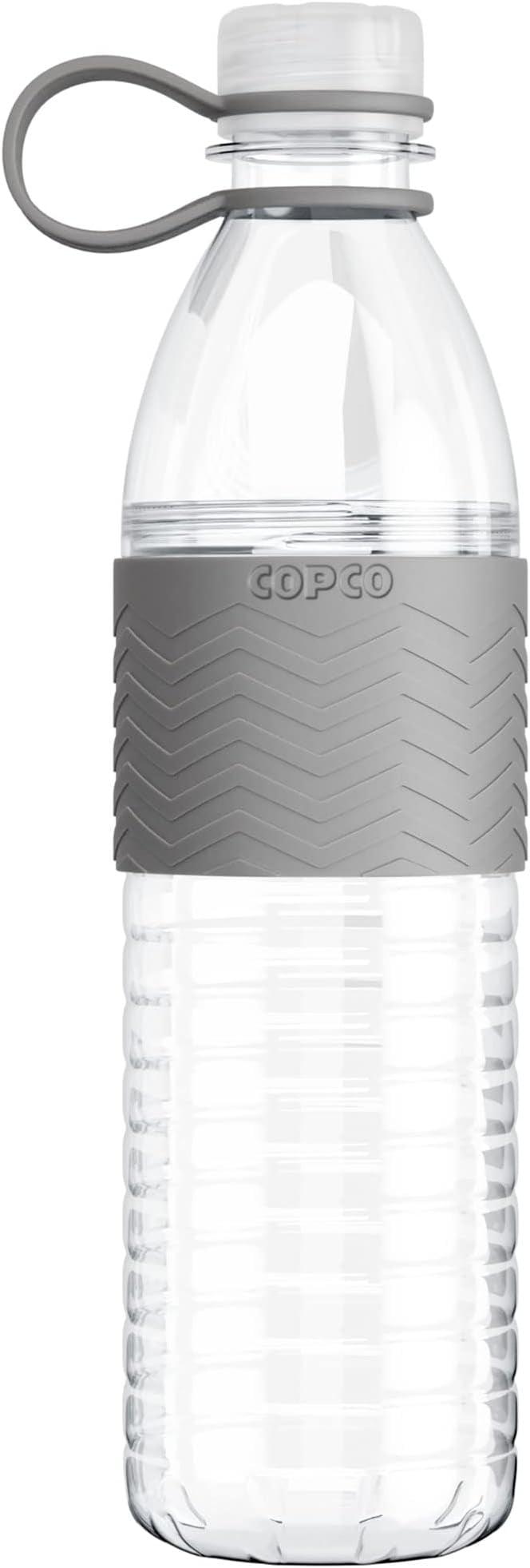 Copco Hydra Sports Water Bottle 20 Ounce Non Slip Sleeve BPA Free Tritan Plastic Reusable - Gray 2510-2297