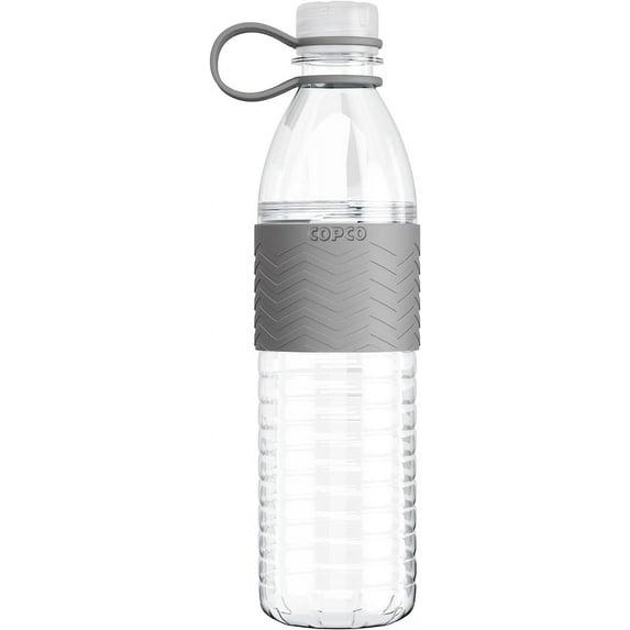 Copco Hydra Sports Water Bottle 20 Ounce Non Slip Sleeve BPA Free Tritan Plastic Reusable - Gray 2510-2297