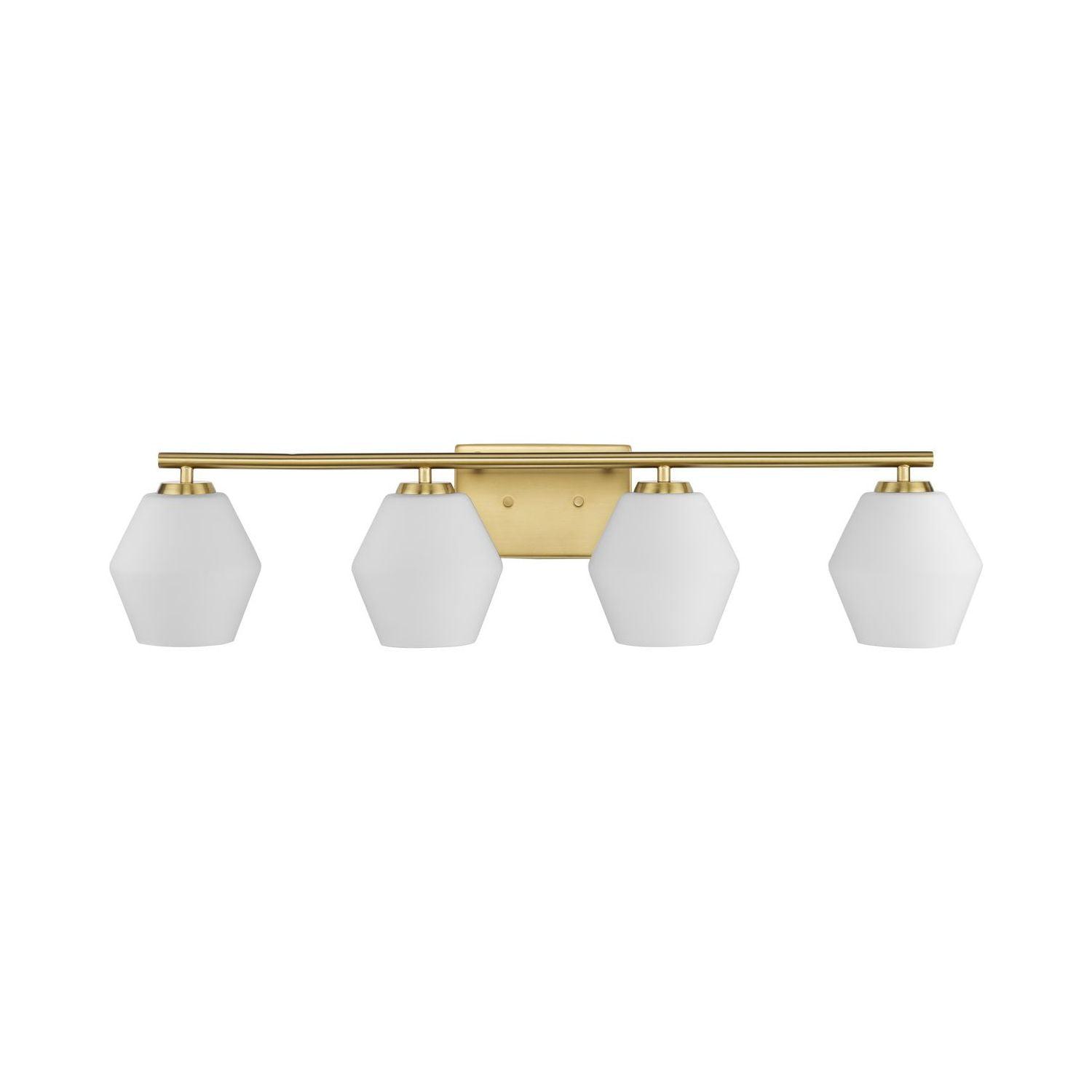 Progress Lighting Copeland 4-Light Vanity Light, Brushed Gold, Opal Glass Shades