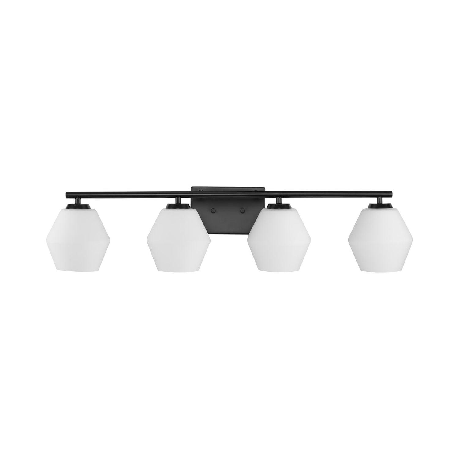 Progress Lighting Copeland 4-Light Vanity Light, Matte Black, Opal Glass Shades