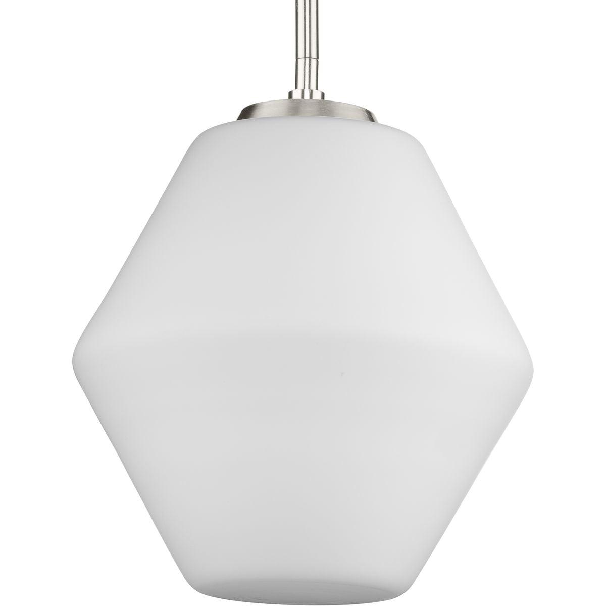 Copeland 10" Brushed Nickel Pendant with Geometric Opal Glass Shade