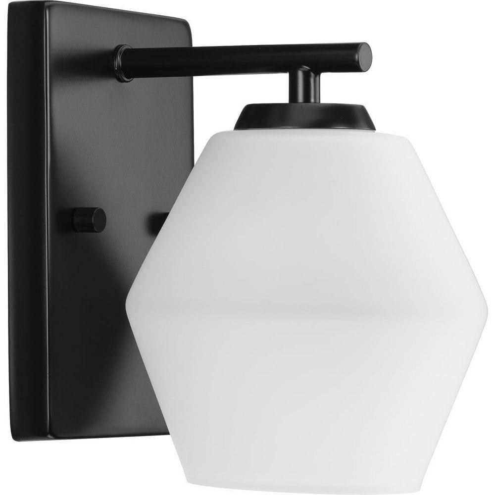 Matte Black and Opal Glass 8" Modern Vanity Light