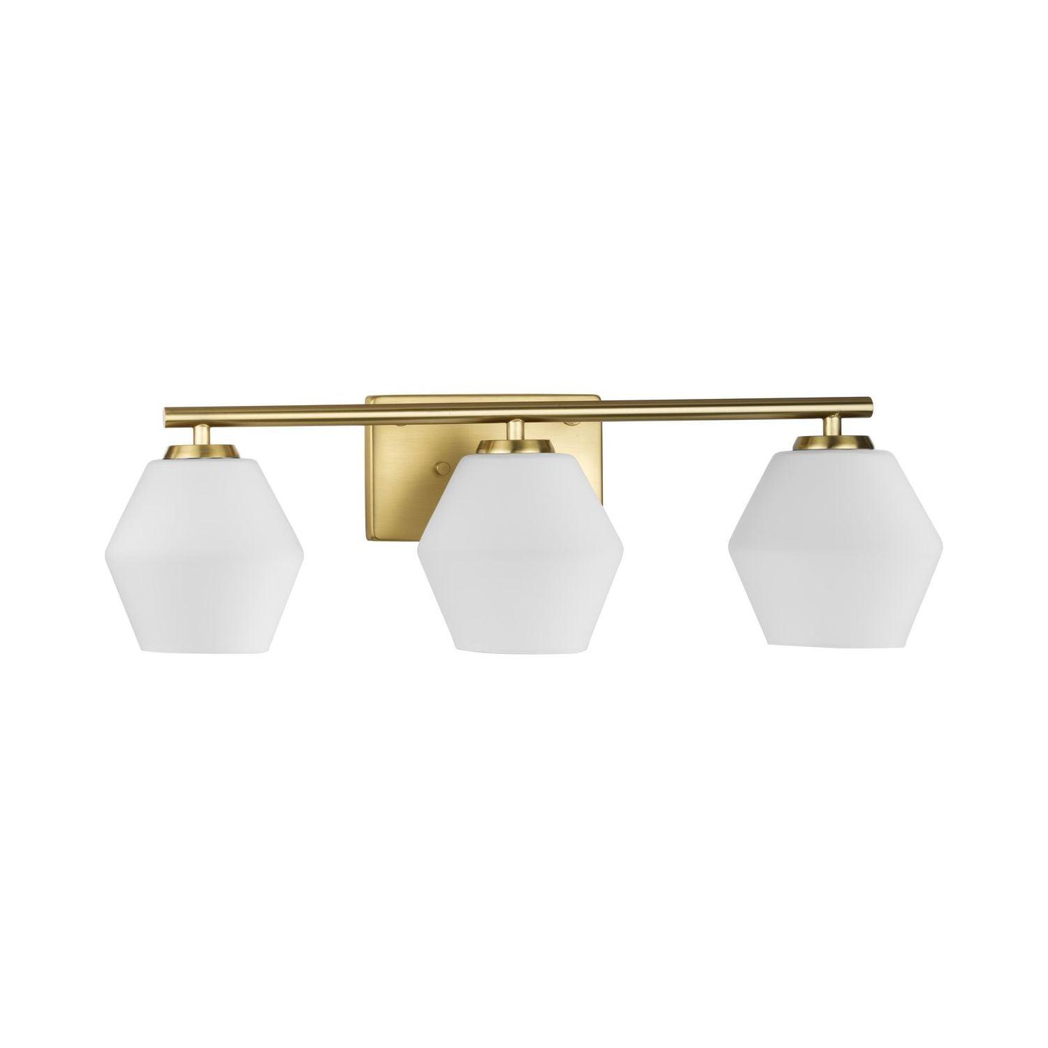 Brushed Gold 24" Vanity Light with Opal Glass Shades