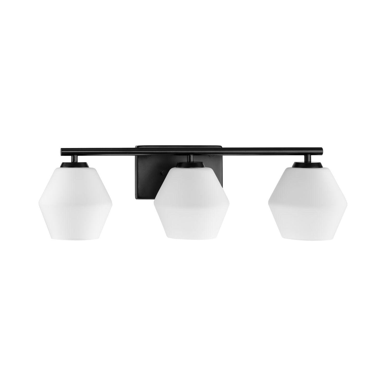 Progress Lighting Copeland 3-Light Vanity Light, Matte Black, Opal Glass