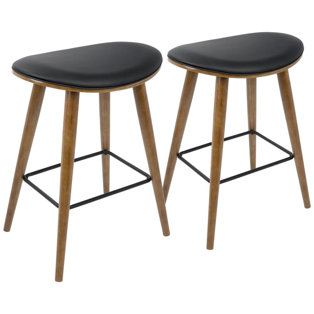 Set of 2 26" Saddle Counter Height Barstools with Faux Leather - LumiSource