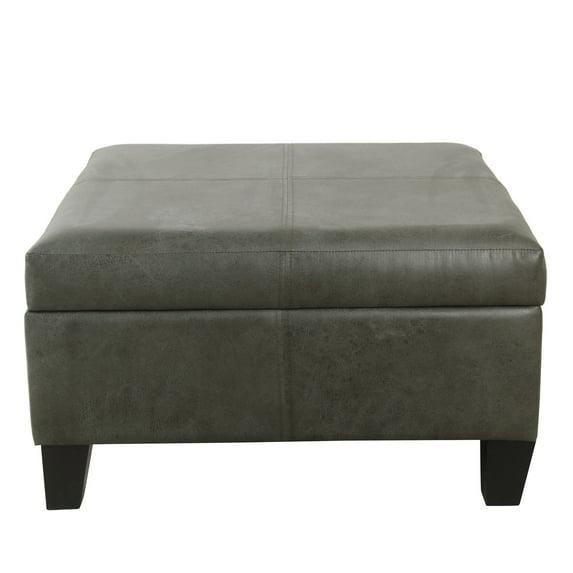 Luxury Large Square Storage Ottoman with Lid - HomePop: Faux Leather, Seating & Rosewood Legs