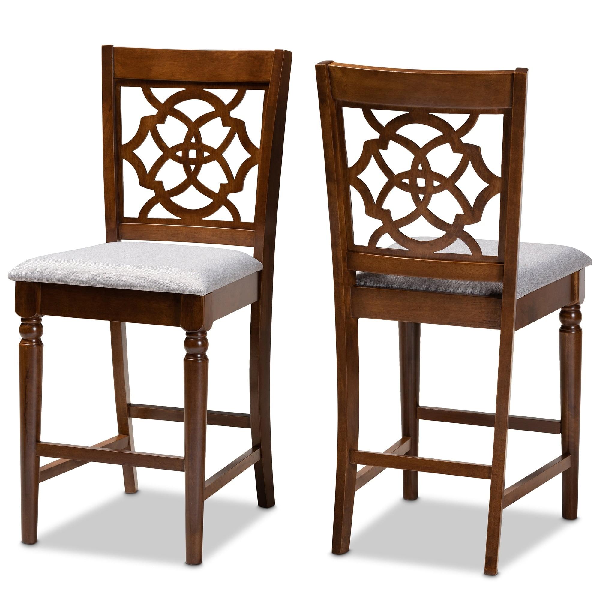 Oscar Walnut Brown Cane-Back Counter Height Pub Chair Set