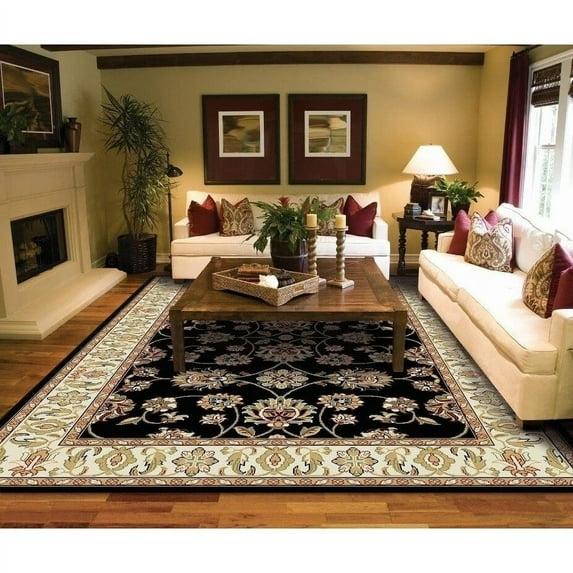 Copper Grove  Savonlinna Bordered Persian Area Rug Black 2'x3' 2' x 3' Indoor,Sets,Outdoor Bathroom Black Rectangle