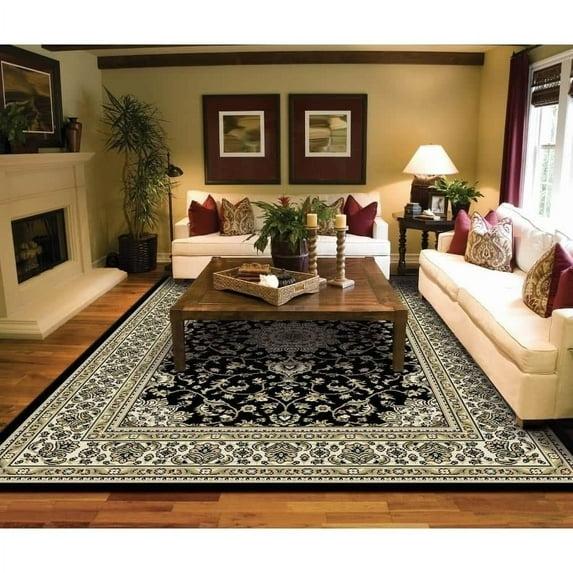 Copper Grove  Savonlinna Bordered Persian Area Rug Black 2'x3' 2' x 3' Indoor,Sets,Outdoor Bathroom Black Rectangle