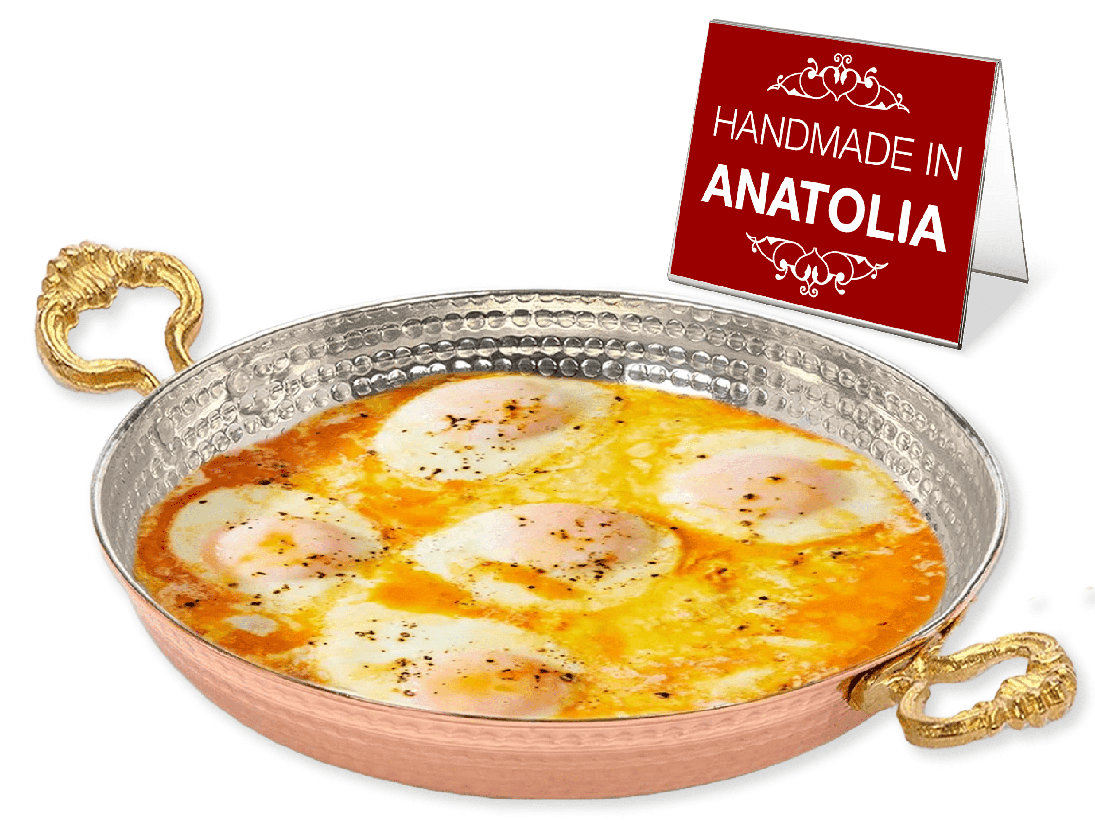 Hammered Copper Food Safe  Egg Omelet Pan Sahan, Copper Round Chef Pan, Traditional Handcrafted Copper Pan, 8.7 Inches (22 cm)