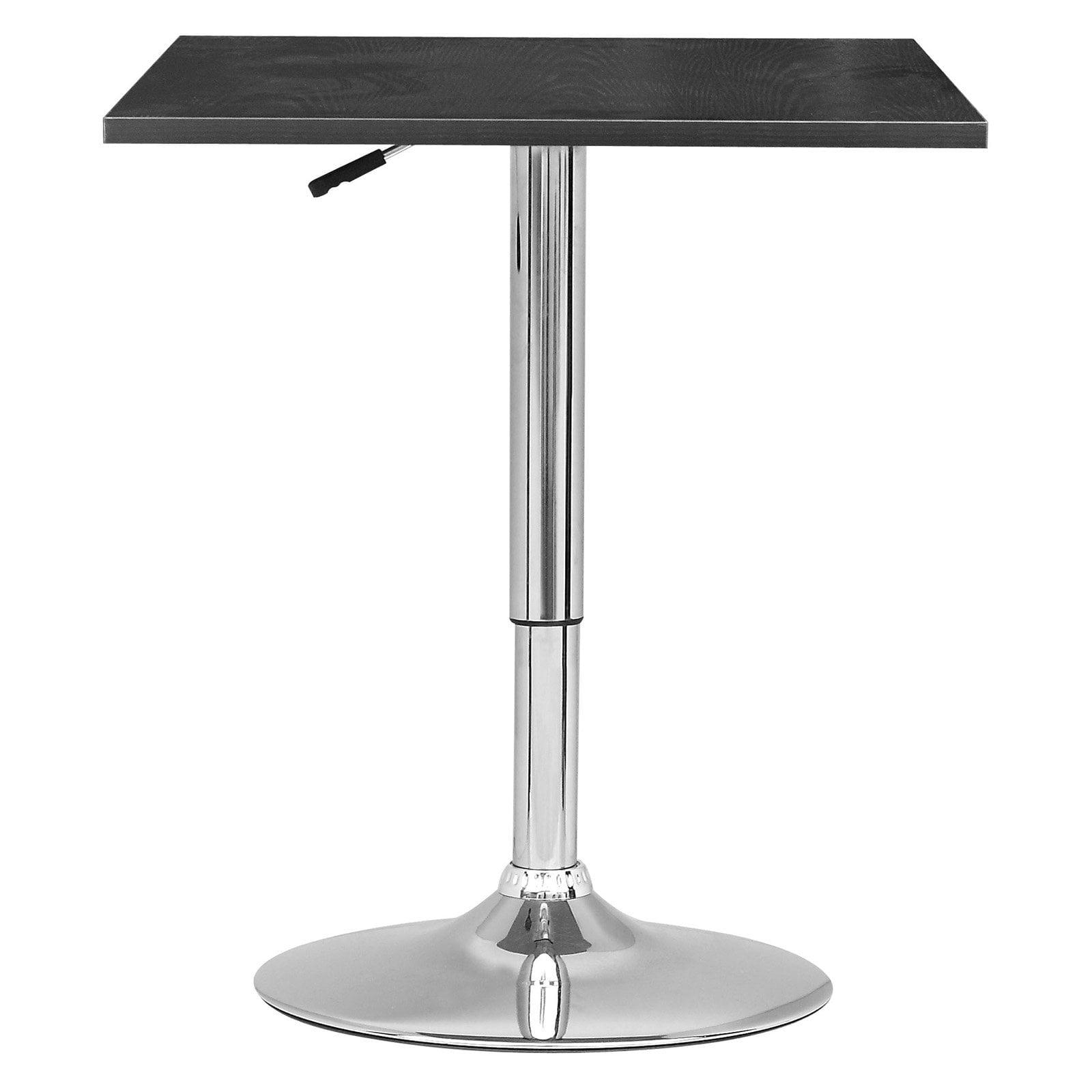 Adjustable Height Black and Chrome Square Bar Table