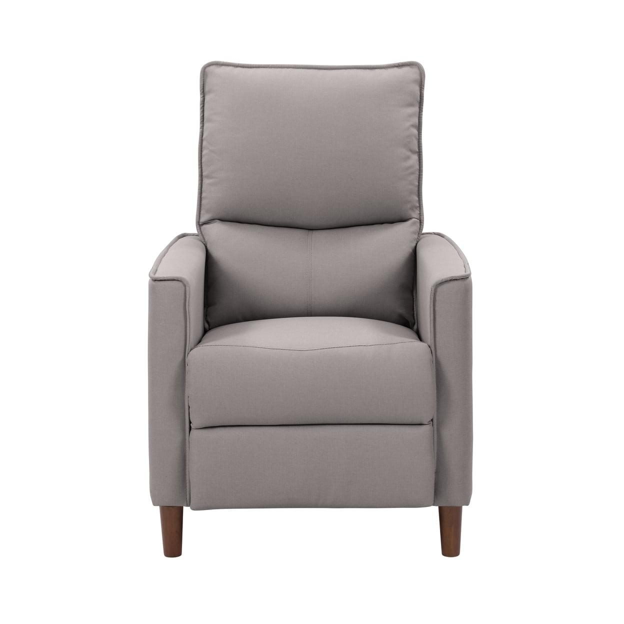 CorLiving Alder Mid-Century Light Gray Upholstered Manual Push Back Recliner: Comfortable Manual Recliner for Adults - Perfect Living Room Reclining Accent Chair and Push Back Recliner Chair