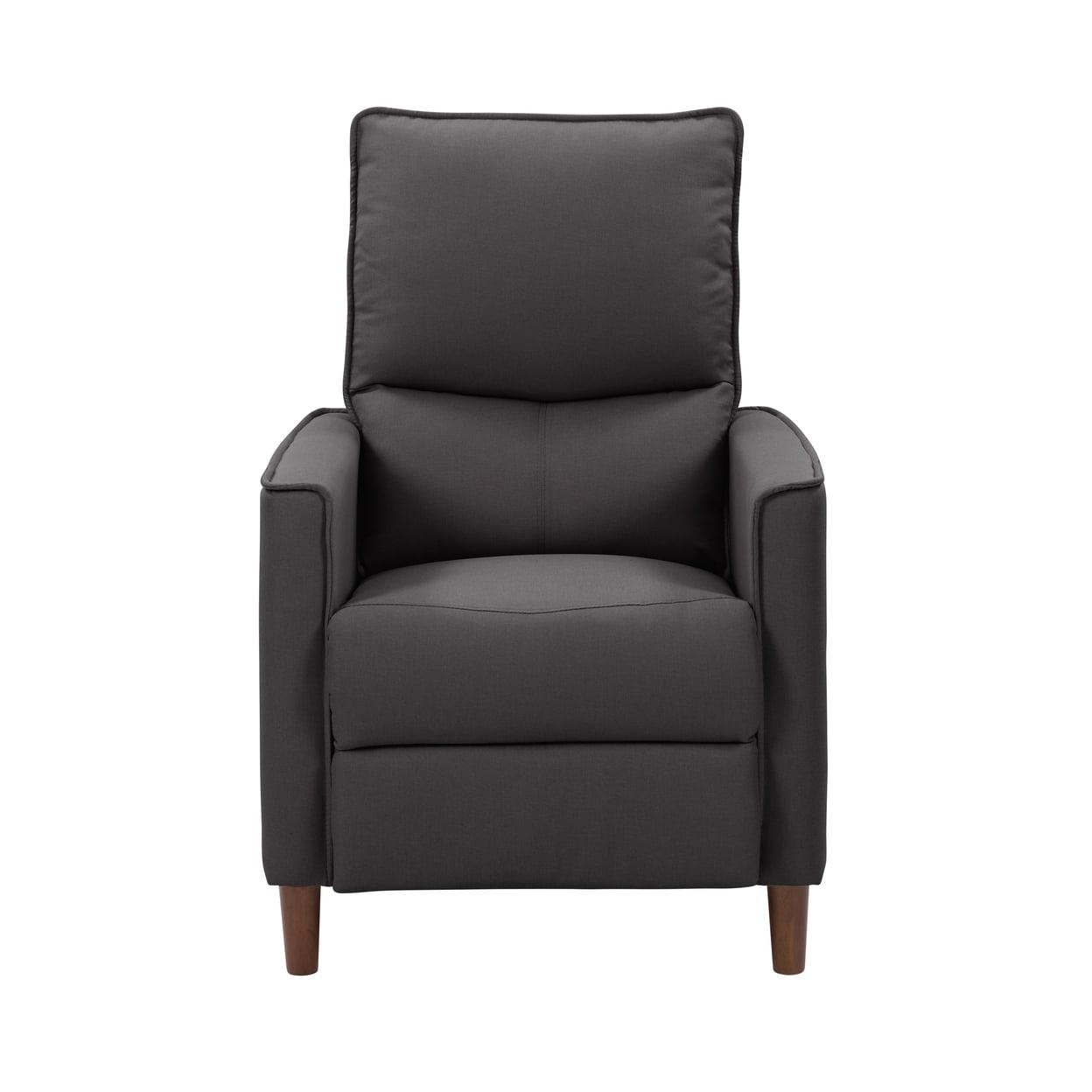 CorLiving Alder Mid-Century Dark Gray Upholstered Manual Push Back Recliner: Comfortable Manual Recliner for Adults - Perfect Living Room Reclining Accent Chair and Push Back Recliner Chair