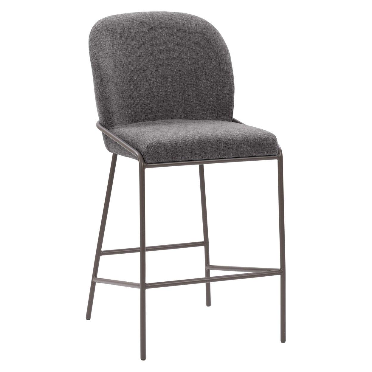 Blakeley Dark Grey Soft Fabric & Iron Counter Height Barstool