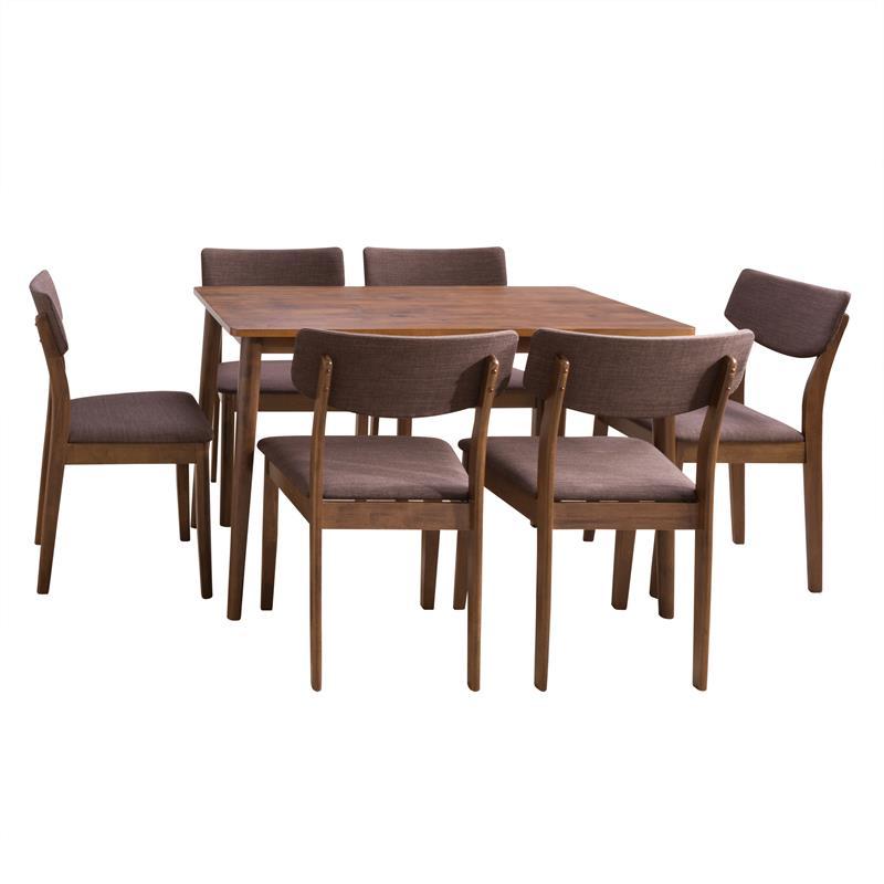 Mid-Century Modern Branson 7pc Dining Set in Warm Walnut