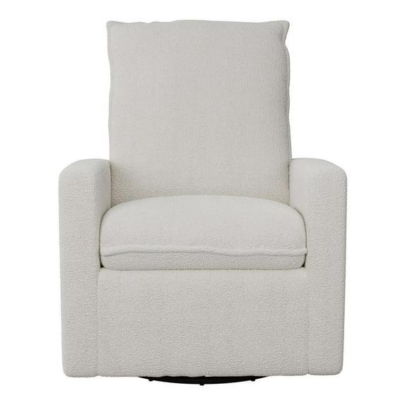 Caillie Boucle Glider Recliner Chair White - CorLiving: Nursery Bedroom Soothing Motion, Hardwood Frame