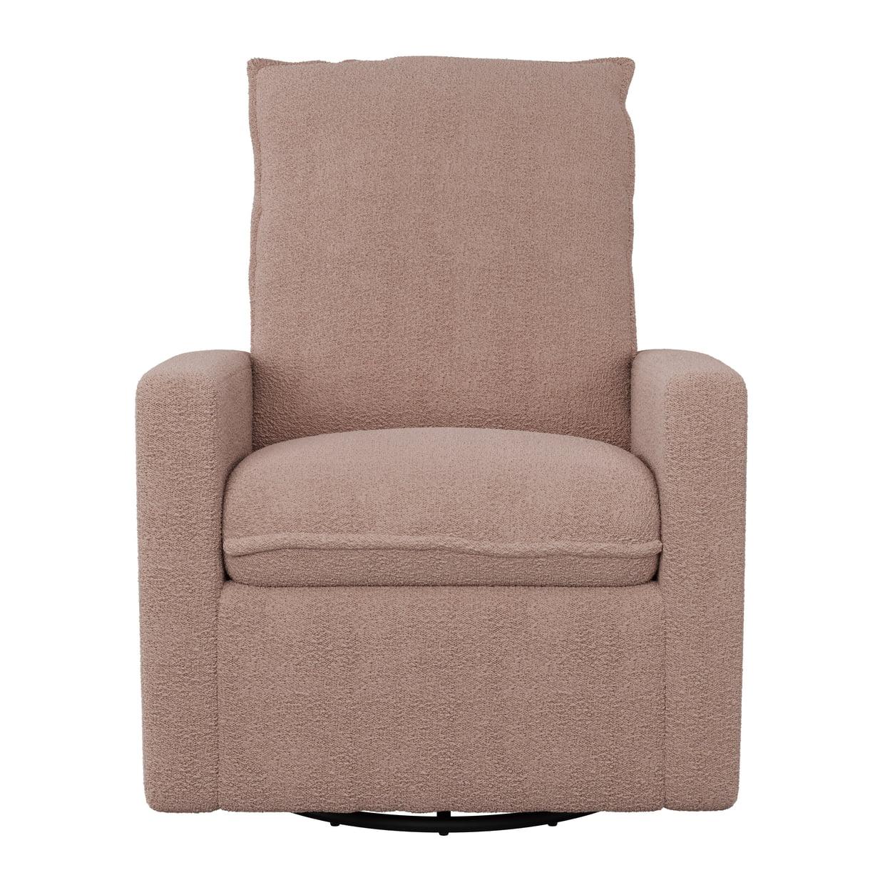 CorLiving Caillie Boucle Glider Recliner Chair Pink: Upholstered Swivel, 300lb Capacity, Contemporary Design