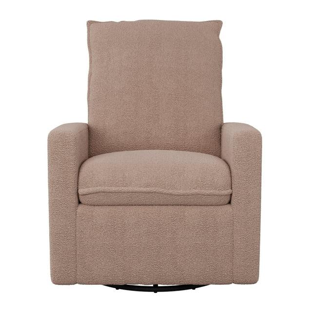 CorLiving Caillie Boucle Glider Recliner Chair Pink: Upholstered Swivel, 300lb Capacity, Contemporary Design