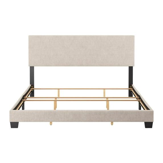 Celeste Modern Upholstered King Bed Beige - CorLiving: Transitional Style, Polyester Fabric, MDF & Wood Frame