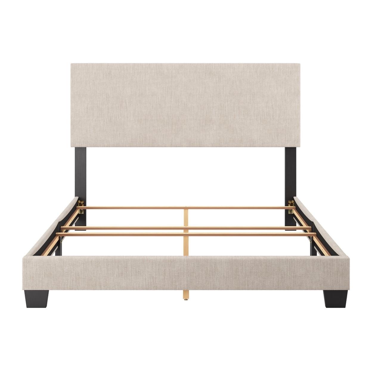 Celeste Modern Upholstered Queen Bed Beige - CorLiving: Polyester Fabric, MDF & Wood Frame, 551 lbs Capacity