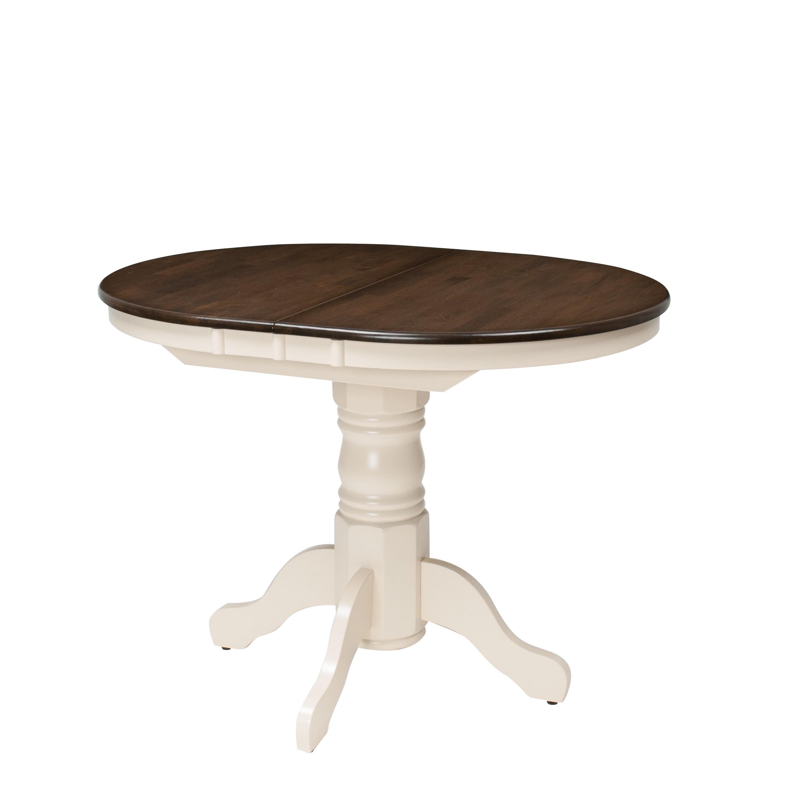 CorLiving Dillon Brown and Cream Extendable Dining Table with Wood Pedestal Base