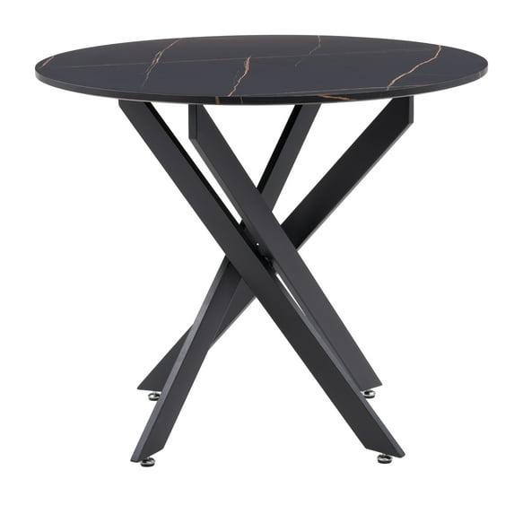 Lennox Iron Leg Trestle Dining Table Black - CorLiving: 36-Inch Wood Composite, Seats 4