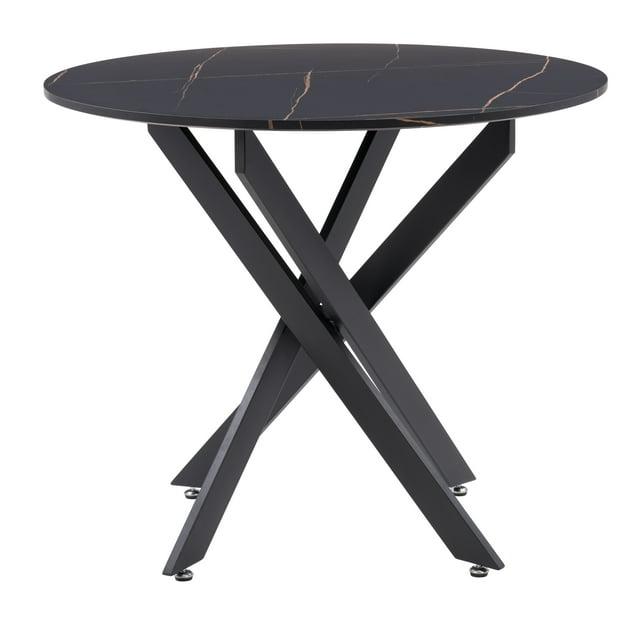 Lennox Iron Leg Trestle Dining Table Black - CorLiving: 36-Inch Wood Composite, Seats 4