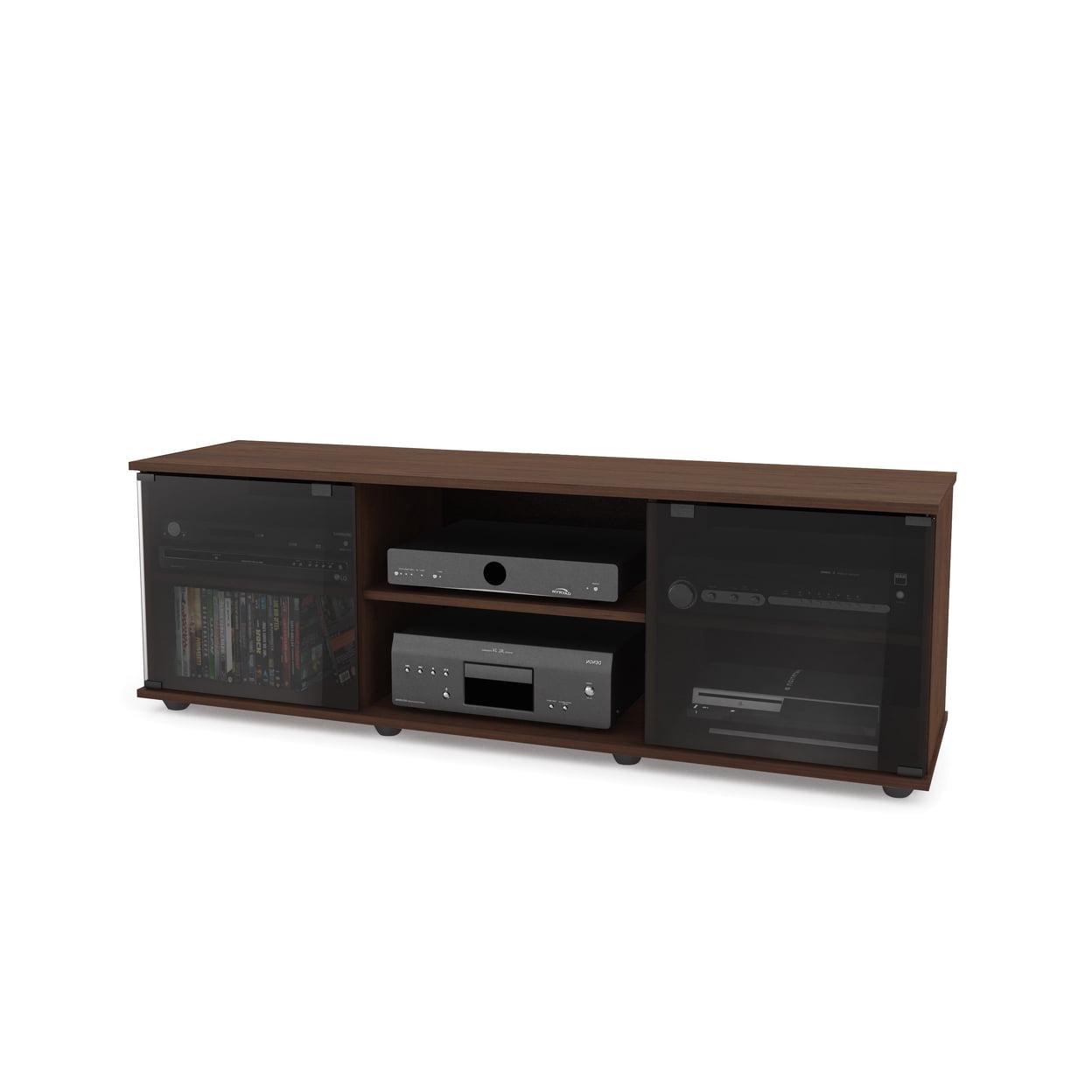 Urban Maple 64" TV Stand with Black Glass Doors