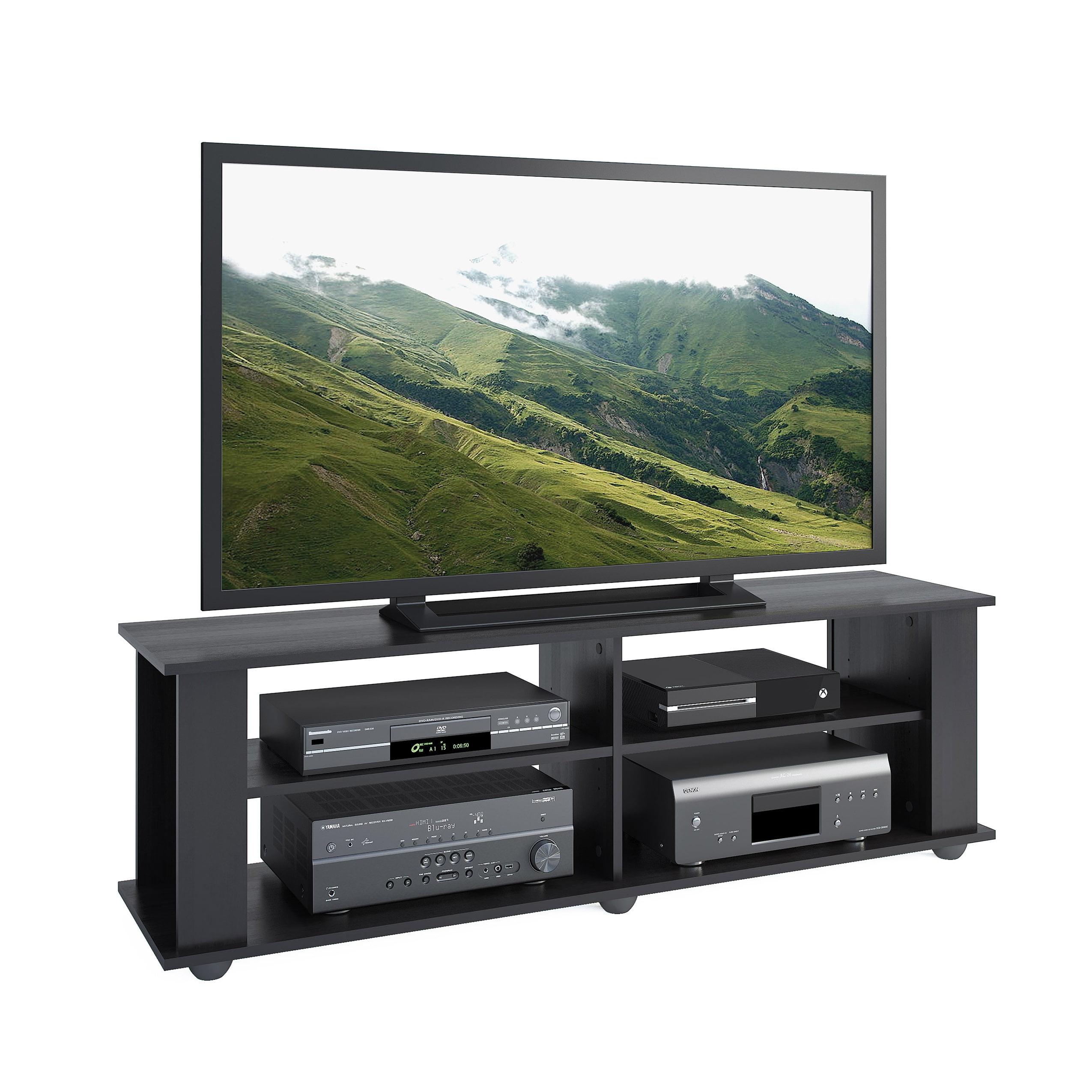 Flat Panel TV Stand for TVs up to 68" Ravenwood Black - CorLiving: Contemporary Media Console with Open Storage