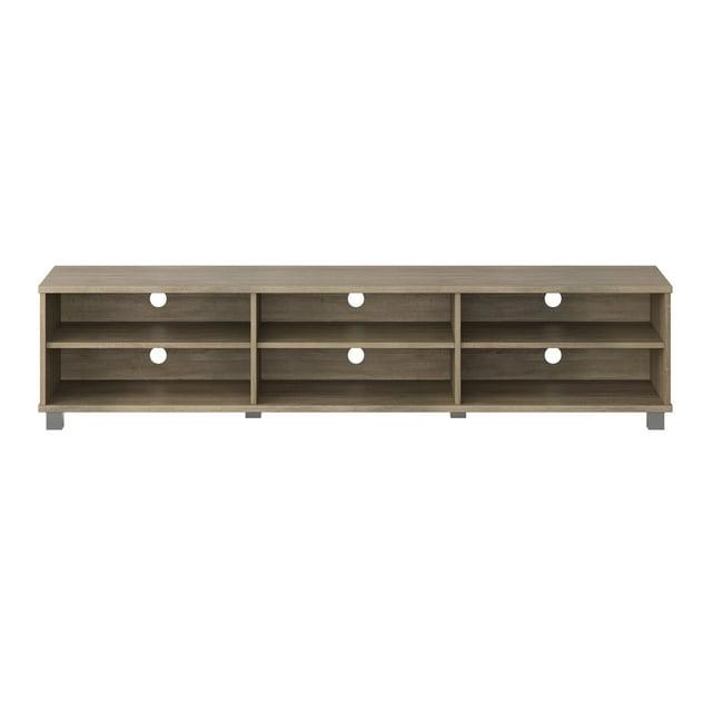 CorLiving Hollywood TV Stand for TVs up to 85" Wood Grain Brown: Modern Entertainment Center with Open Shelves