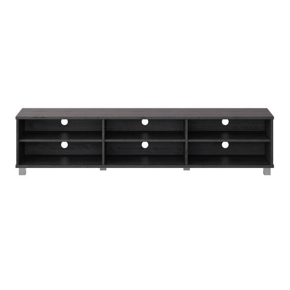 CorLiving Hollywood TV Stand for TVs up to 85" Wood Grain Gray : Modern Entertainment Center with Open Shelves, Adjustable Storage