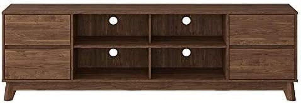 Hollywood Wood Grain TV Stand for TVs up to 85" with Drawers Brown - CorLiving: Mid-Century Modern Media Console
