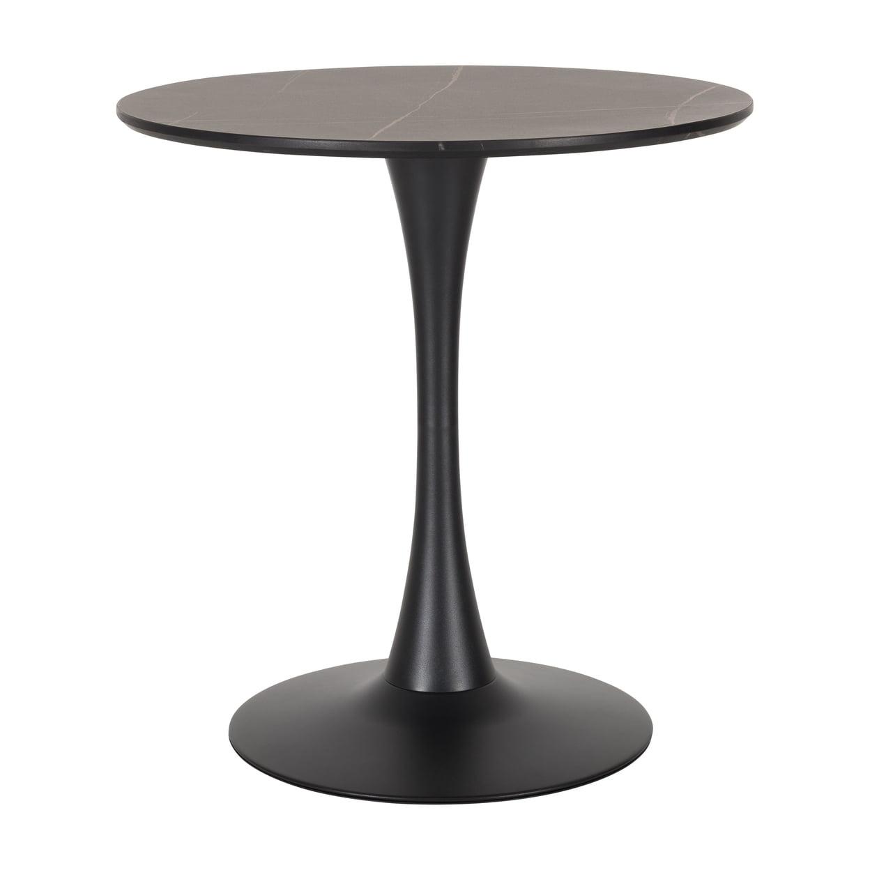 Contemporary Round Marble & Wood Bistro Dining Table