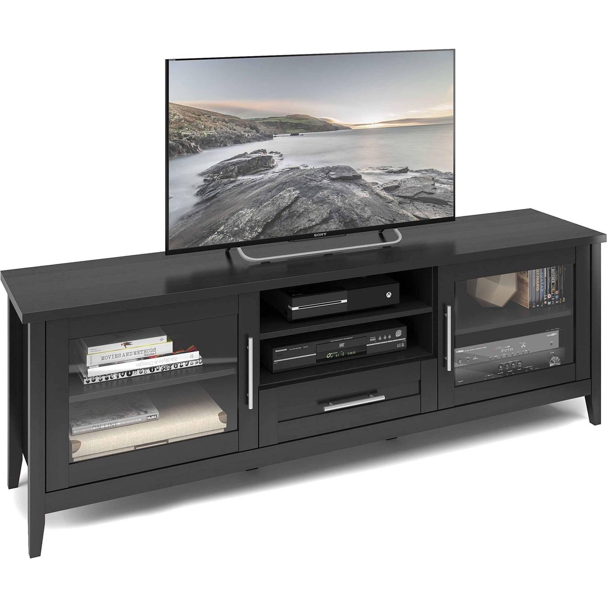 Jackson 71" Black Wood Grain TV Stand with Cabinets