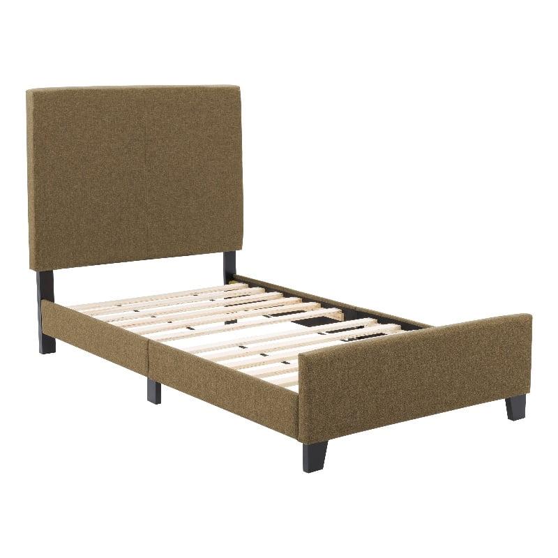 Juniper Twin Clay Brown Fabric Upholstered Bed with Solid Wood Frame