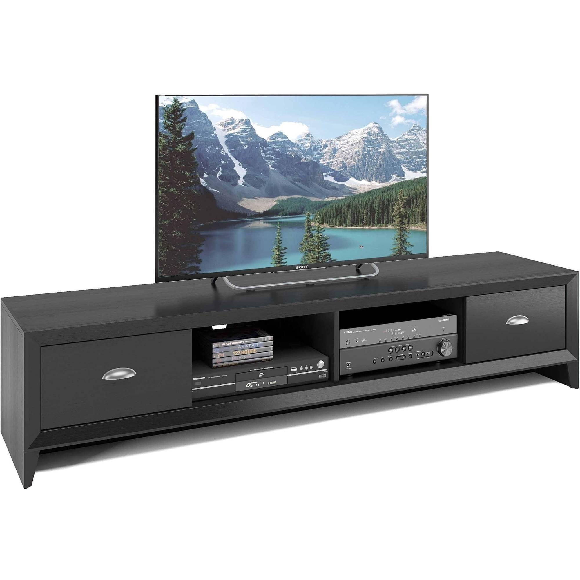 CorLiving Lakewood Extra Wide TV Stand for TVs up to 80" Black : Modern Entertainment Center with Storage