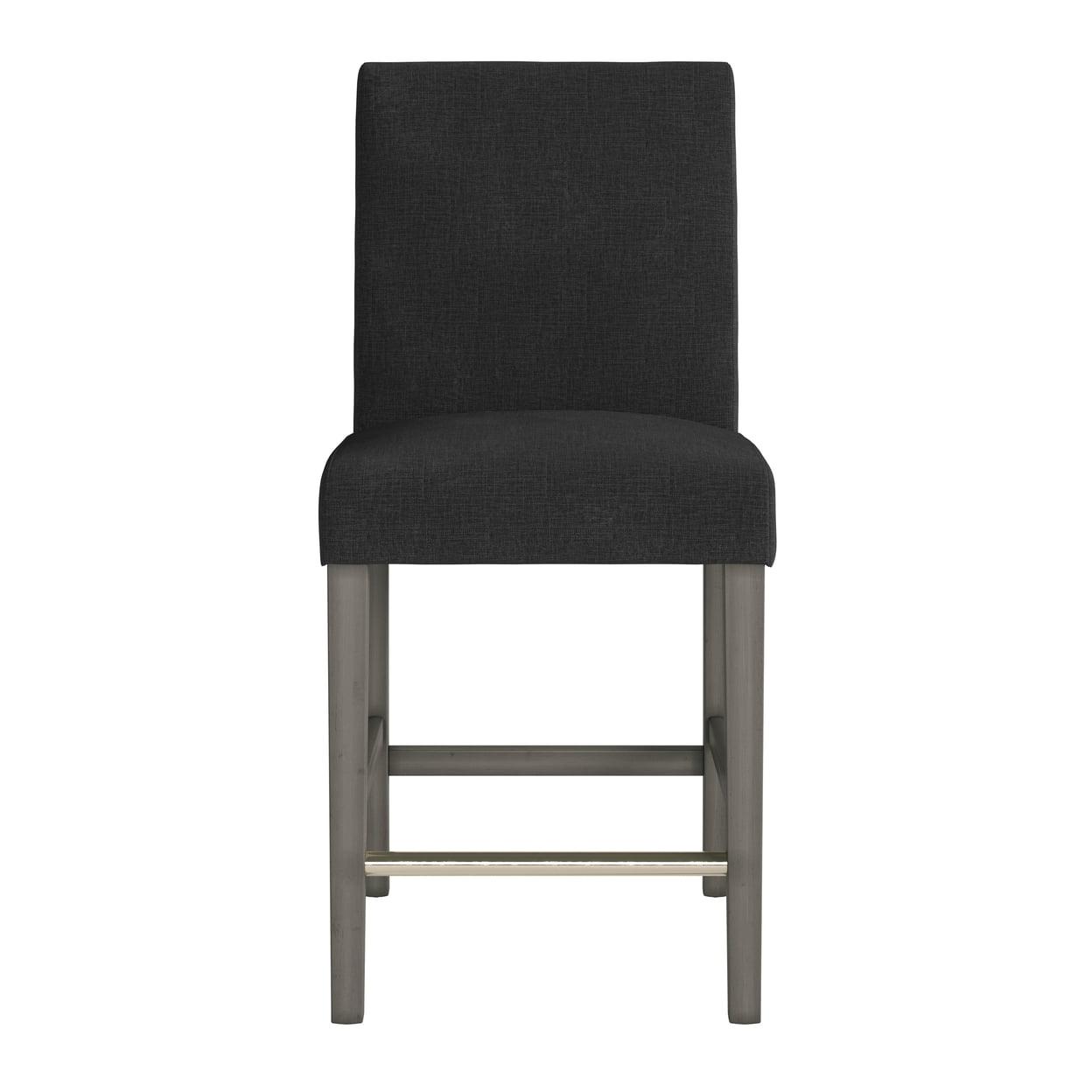 Laura Wooden Counter Height Barstool Dark Gray - CorLiving: Upholstered Parsons Style, Foam-Padded High Back